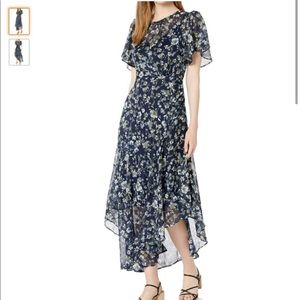 Astr Flutter Sleeve Asymmetrical Floral Midi Dress Size Medium NEW WITH TAGS